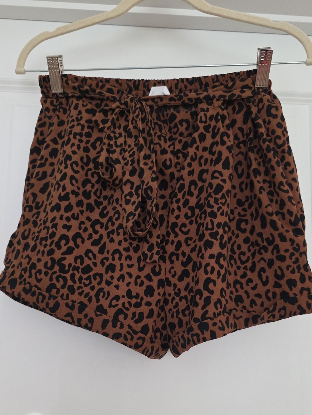 Sienna Sky Leopard Print High-Waist Tie Shorts - Brown/Black
